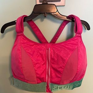 Shefit 4Luxe 
Pink with teal, used, always hung dry, too large now